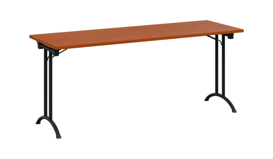 SLA 180 lak skládací jednací stůl 1800x600, deska 25 mm, podnož černý lak, deska třešeň šumavská